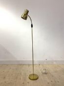 A gilt brass lamp standard with angle adjustable shade, H140cm