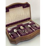 A Viners Epns part suite for six place settings including soup spoons, dessert spoons, dessert and