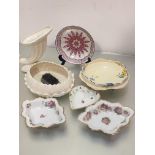 A pair of French Limoges style floral decorated dishes, a Wedgwood Wild Strawberry dish, an Austrian