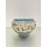 A 19th century Italian jardinere painted with a hunting scene (unmarked, extensively cracked and