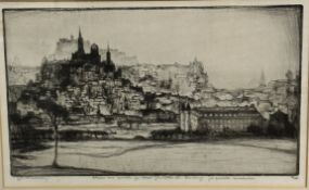 John Rankin Barclay, (British 1884-1962), A View of Edinburgh, etching for Messrs John Cottom