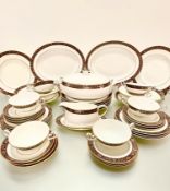 A Royal Crown Derby fifty four piece bone china dauphin pattern dinner service for eight, includin