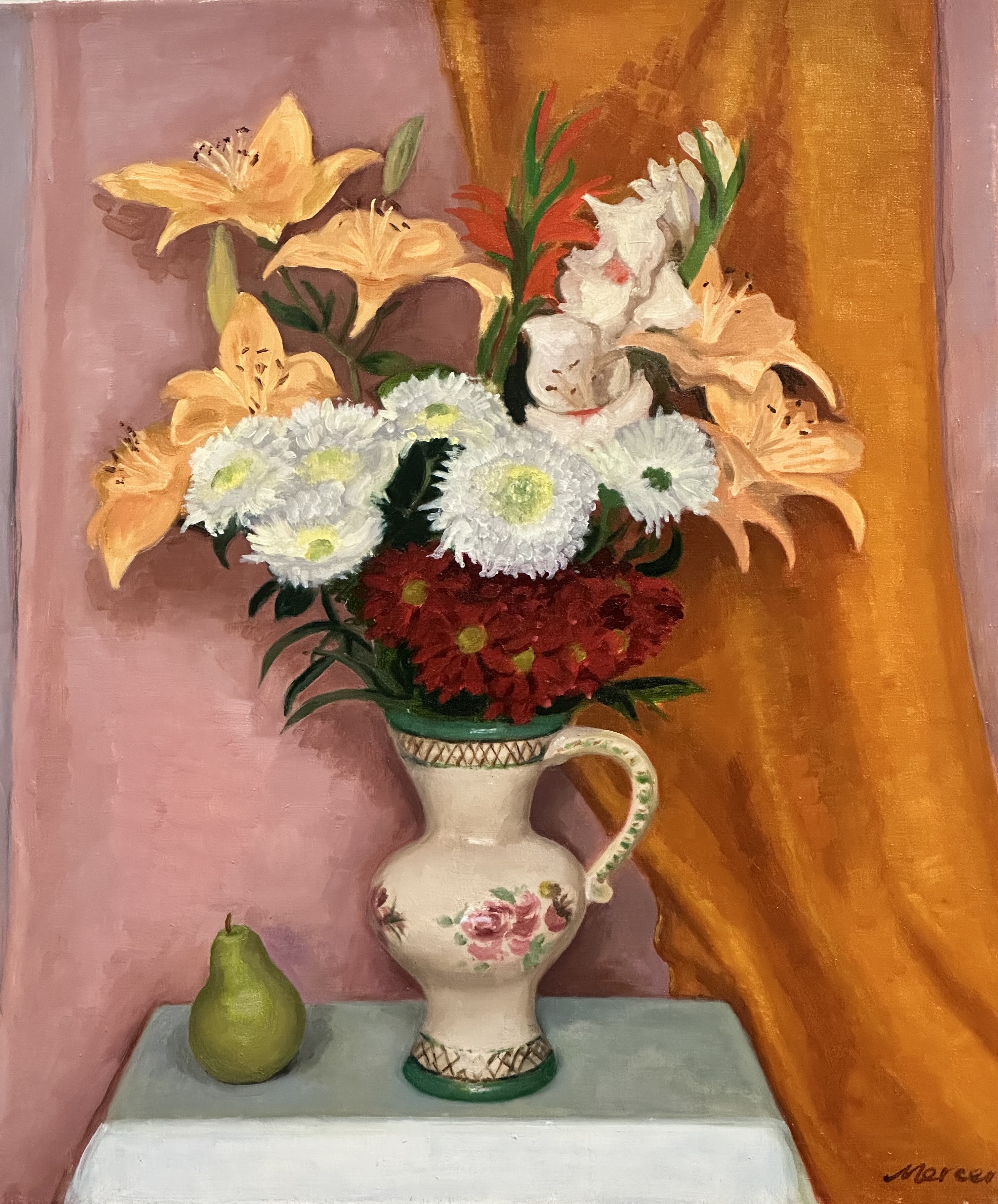 Vera Mercer (Scottish, 1921-2011), Still Life with Lilies, signed lower right, oil on canvas,