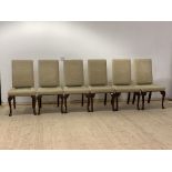 A Quality Set of six French style high back upholstered dining chairs, each raised on walnut