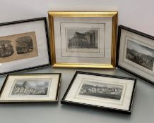 A collection of framed coloured book plates of Edinburgh including St Georges Church, westside of