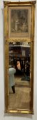 A 19thc rectangular framed twin panelled gilt composition wall mirror with the top panel with