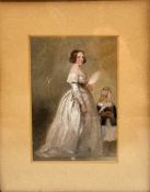 James Digman Whingfield (British - 1800-1872), Queen Victoria and her daughter, watercolour,