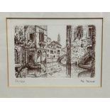 A view of a Venetian street, engraving, signed bottom right, 24/AP, gilt glazed frame, (internal