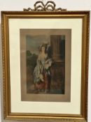 After St Thomas Gainsborough RA, The Honorable Mrs Graham, print in Edwardian gilt ribbon surmounted