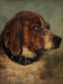 JBA, portrait of a collie, oil on panel, signed with initial bottom right and dated 1881, in gilt