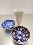 A Ridgways Orlando semi-porcelain bowl decoration with floral decortation (d- 20.5cm) , a Copeland