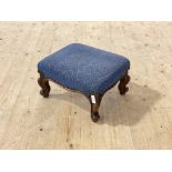 A Victorian mahogany framed and upholstered foot stool, H22cm, W32cm. D37cm