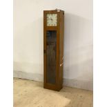 A 1950s Gents of Leicester longcase clock, white dial with Arabic chapter ring, beech case with