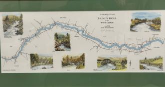 Fisherman's map of salmon pools on the River, compiled by Nigel Houldsworth, print, signed in
