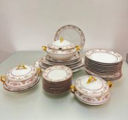 Limoges Haviland part dinner service including soup tureen and cover, two vegetables tureens, six