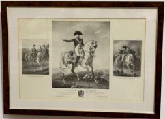 A lithographic print depicting Napoleon Le Grand in yew wood glazed frame, (h 33cm x 51cm)