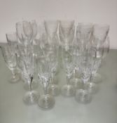 A set of four John Rocha for Waterford Crystal red wine glasses with panel cut tops (h 23cm x d