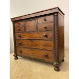 A 19th century Scottish mahogany chest, the moulded top over centre cellerette drawer, flanked by