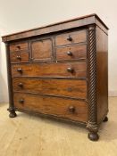 A 19th century Scottish mahogany chest, the moulded top over centre cellerette drawer, flanked by