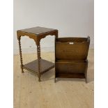 An early 20th century oak side table on spiral turned supports (H70cm) together with a 1930's oak