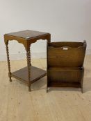 An early 20th century oak side table on spiral turned supports (H70cm) together with a 1930's oak