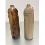 Van Hook and Zoon Rotterdam stoneware flagon and another similar, (h30cm x d 9cm) with impressed