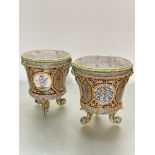A pair of late 19th century Ulysses Besnard (Blois) French faience hand painted jardineres