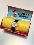 A Bradley Time Walt Disney Productions Mickey Mouse wristwatch with enamelled dial, complete with