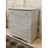 An Edwardian white painted chest, fitted with four drawers, on bracket supports, H103cm, W87cm,