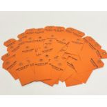 Fifty eight Whytock & Reid Edinburgh original terracotta card furniture tags with printed name, in