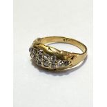 An 18ct gold ring set fifteen various rose cut diamonds, size I, weighs 3.6g