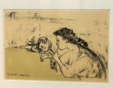 Alexander Dodkin, (Italian: 1908-1975) reverse printed print on coloured paper, glazed frame, (