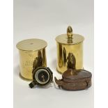 A pair of cut down WWI shell cases with engraved panel to front with initials JVJFG with flower