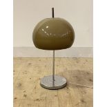 A vintage Guzzini style table light, with acrylic mushroom shade on chrome base, H56cm