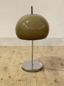 A vintage Guzzini style table light, with acrylic mushroom shade on chrome base, H56cm