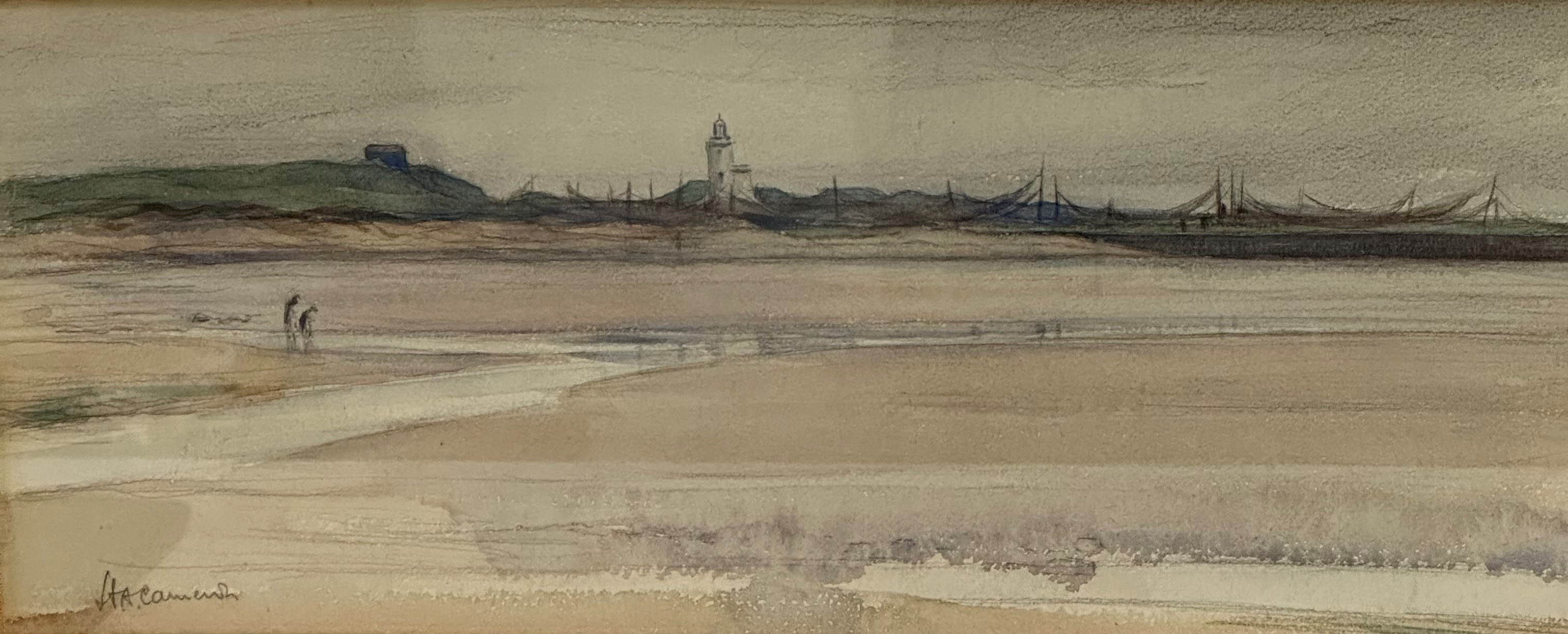 H A Cameron, Elie, watercolour on paper, signed in pencil bottom left, original label verso,