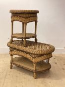 A Vintage wicker verandah coffee table, of oval outline (H48cm, W93cm, D54cm) together with a