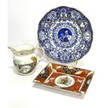 A collection of commemorative ware including a Coalport commemorative plate depicting Edward VII and