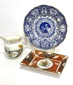 A collection of commemorative ware including a Coalport commemorative plate depicting Edward VII and