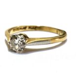 An 18ct gold and platinum set solitaire brilliant cut diamond ring mounted in claw setting,