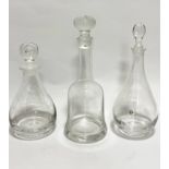 A Dartington Crystal baluster shaped decanter with bulbous stopper with bubble, an unmarked mallet