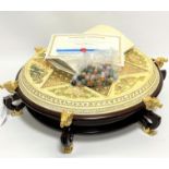 A classic collectors edition Chinese chequers game complete with circular board with moulded