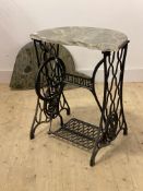 A cast iron singer sewing machine base with marble top (a/f)