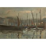 Kenneth Field Balmain, (Scottish: 1890-1957), Eymouth Harbour, oil on board, paper label verso, in
