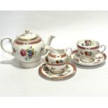 A Tuscan china Lowestoft morning tea set for one including teacup, saucer, milk jug, sugar basin,
