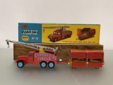 Corgi Toys, a G/S number 12 Chipperfields Circus crane truck and cage die cast model, in original