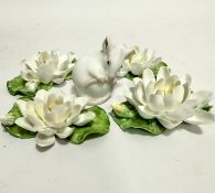 A set of eleven Royal Crown Staffordshire water lily posies (2cm x 8cm) and a Bing and Grondahl