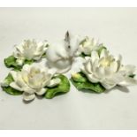 A set of eleven Royal Crown Staffordshire water lily posies (2cm x 8cm) and a Bing and Grondahl