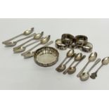 A set of five Egyptian white metal nillo work oval napkin rings, decorated with camels, pyramids,