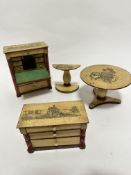 A charming and unusual miniature Continental suite of furniture circa 1800 / 1830 including a